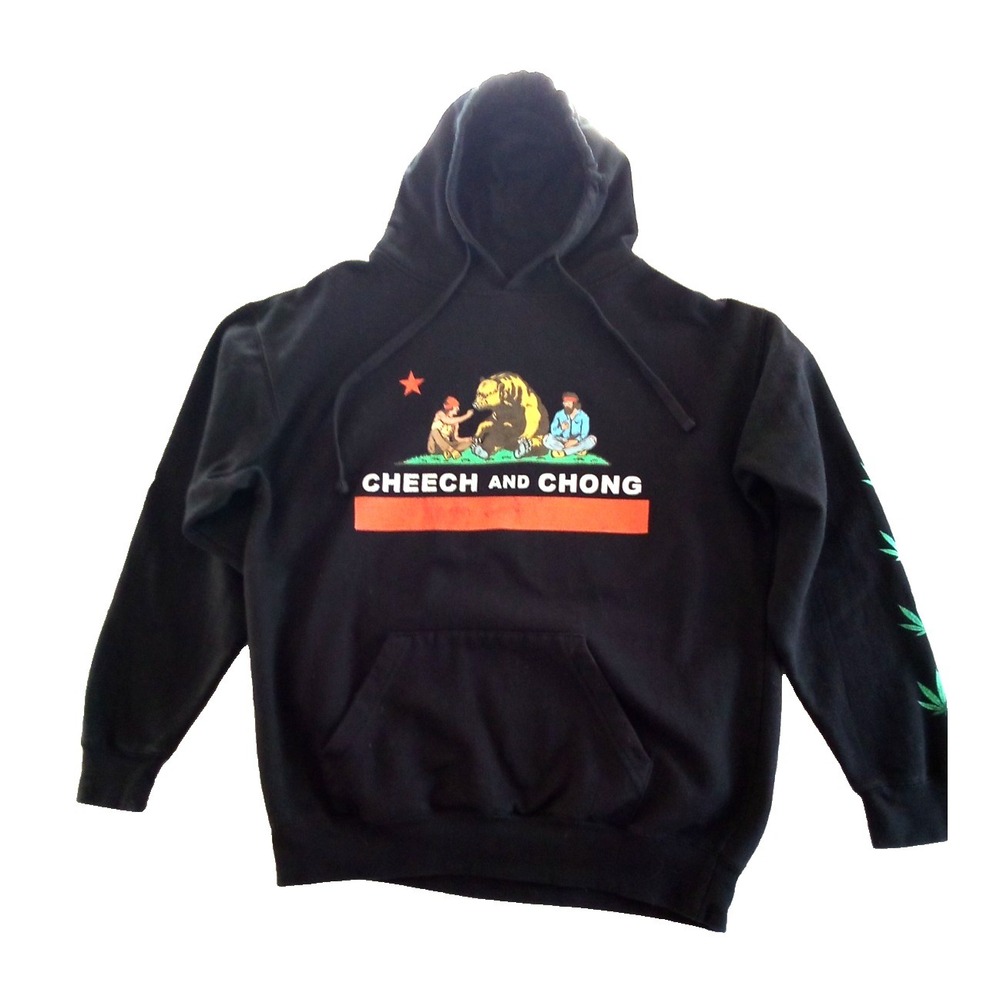 Cheech and Chong Licensed California Republic Pullover Hoodie Black Large